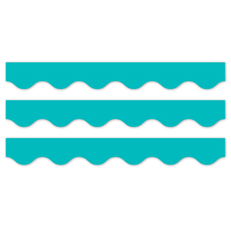 Core Decor Turquoise Wavy EZ Border, Bulletin Board Border, 48 Feet Per Pack, 3 Packs