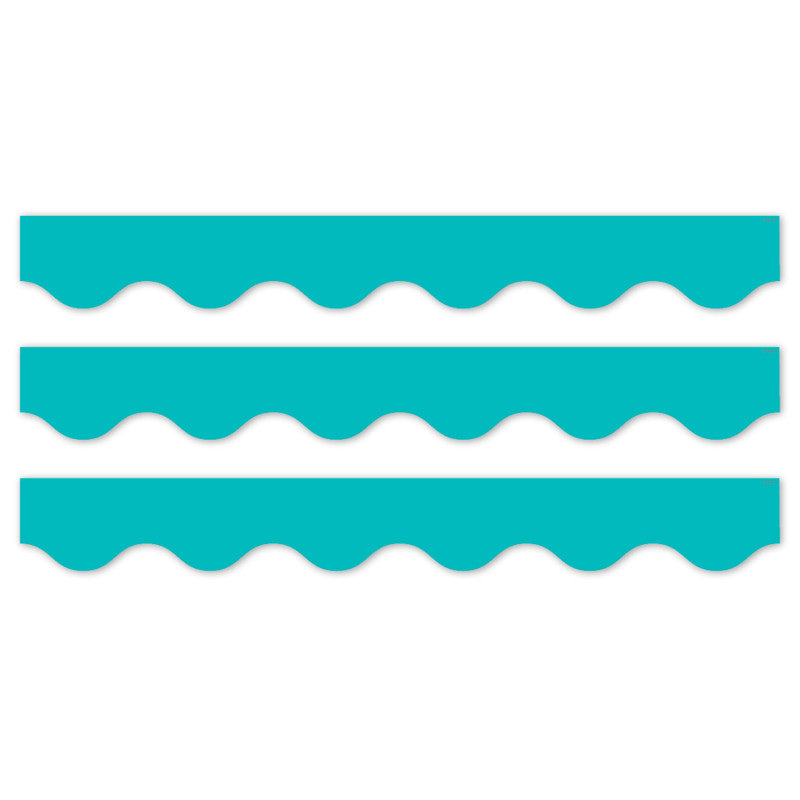 Core Decor Turquoise Wavy EZ Border, Bulletin Board Border, 48 Feet Per Pack, 3 Packs