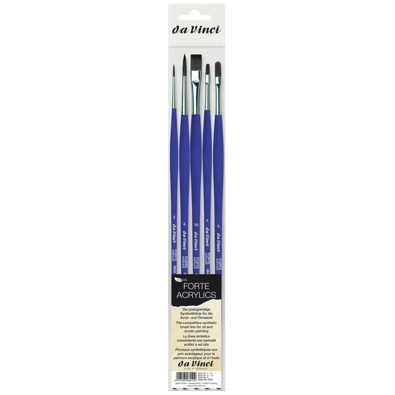 FORTE-Acrylics Student Brush, Synthetic, Acrylic & Oil, Assorted, 5 Brush Set