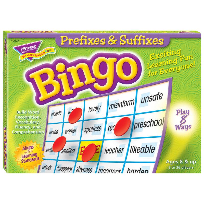 Prefixes & Suffixes Bingo Game