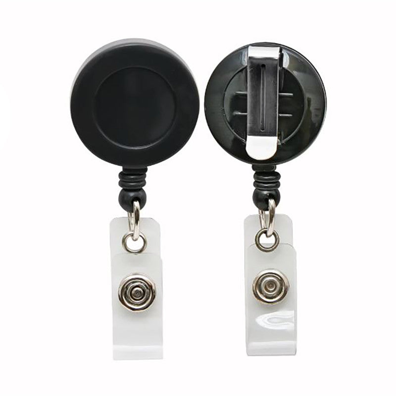Standard Round ID Badge Reel with Belt Clip, Black