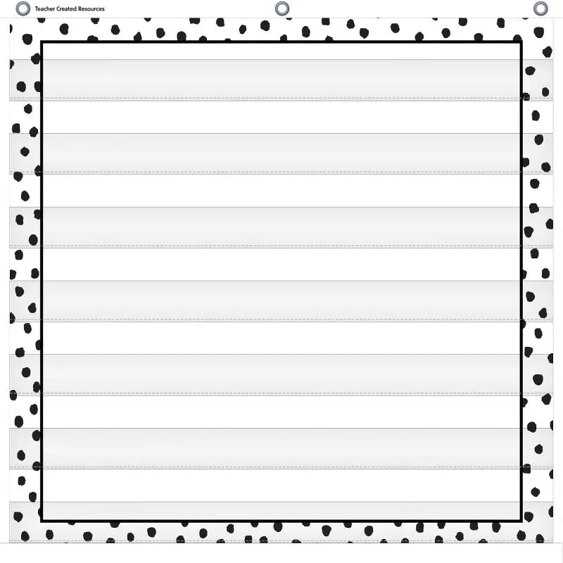 Black Painted Dots on White 7 Pocket Chart, 28" x 28"