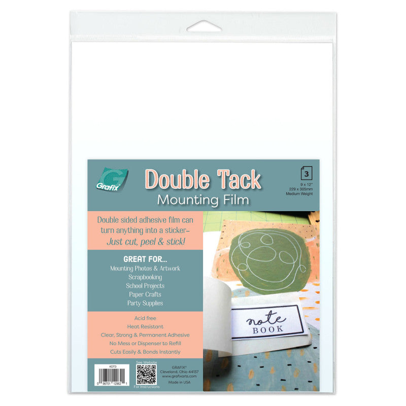 Double Tack Mounting Film, 9" x 12", 3-Count