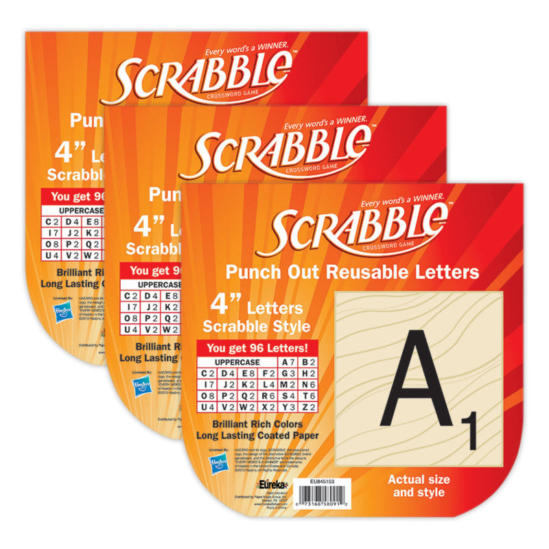 Scrabble&trade; Deco 4" Letters, 96 Per Pack, 3 Packs
