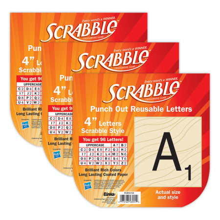 Scrabble&trade; Deco 4" Letters, 96 Per Pack, 3 Packs