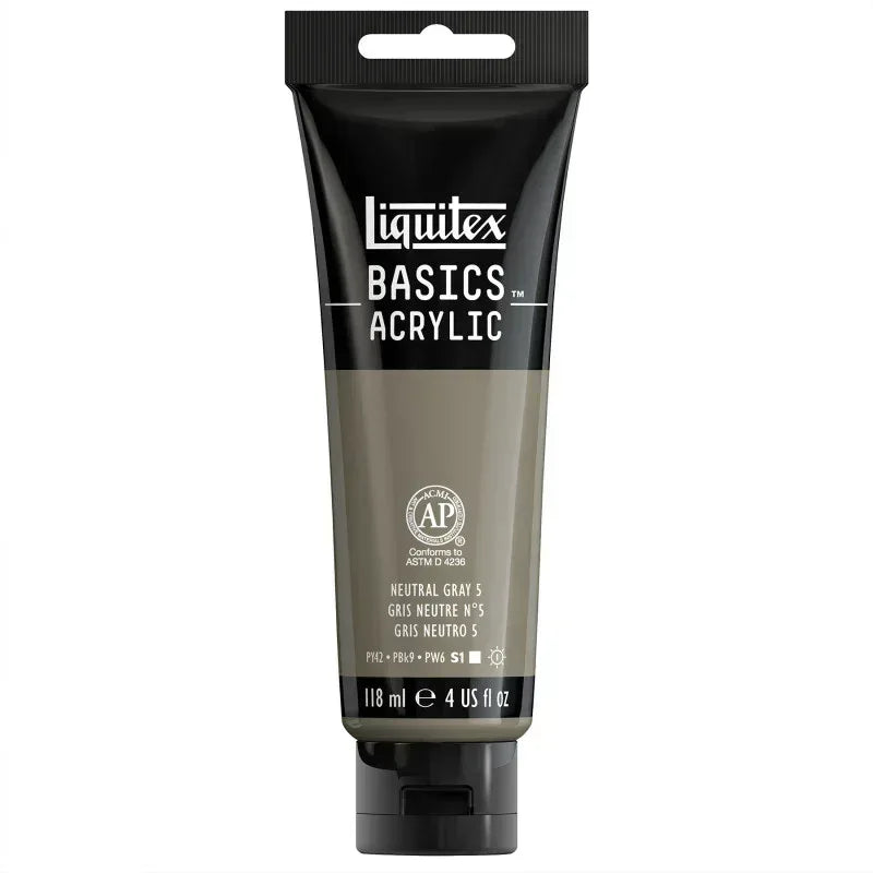 BASICS Acrylic Paint, 118 mL Tube, Neutral Gray Value 5