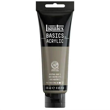BASICS Acrylic Paint, 118 mL Tube, Neutral Gray Value 5
