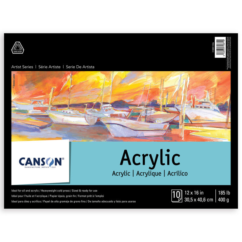 Artist Series Acrylic Pad, Foldover Binding, 10 Sheet, 12x16 inch, 1 Count