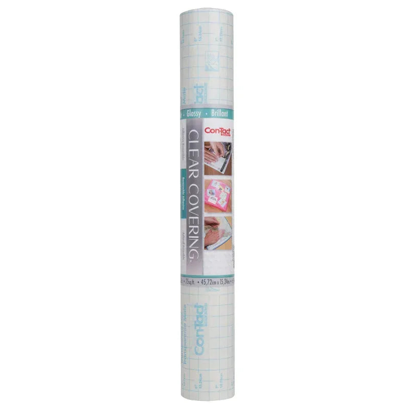 Clear Cover&trade; Adhesive Covering, Clear, 18" x 50 ft, Glossy