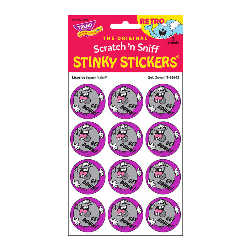 Get Down!/Licorice scent Retro Scratch 'n Sniff Stinky StickersÂ®, 24 ct.