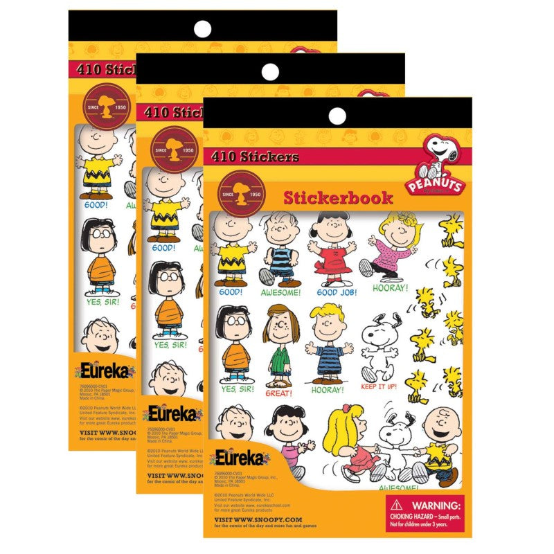 Peanuts&reg; Sticker Book, 410 Stickers, Pack of 3