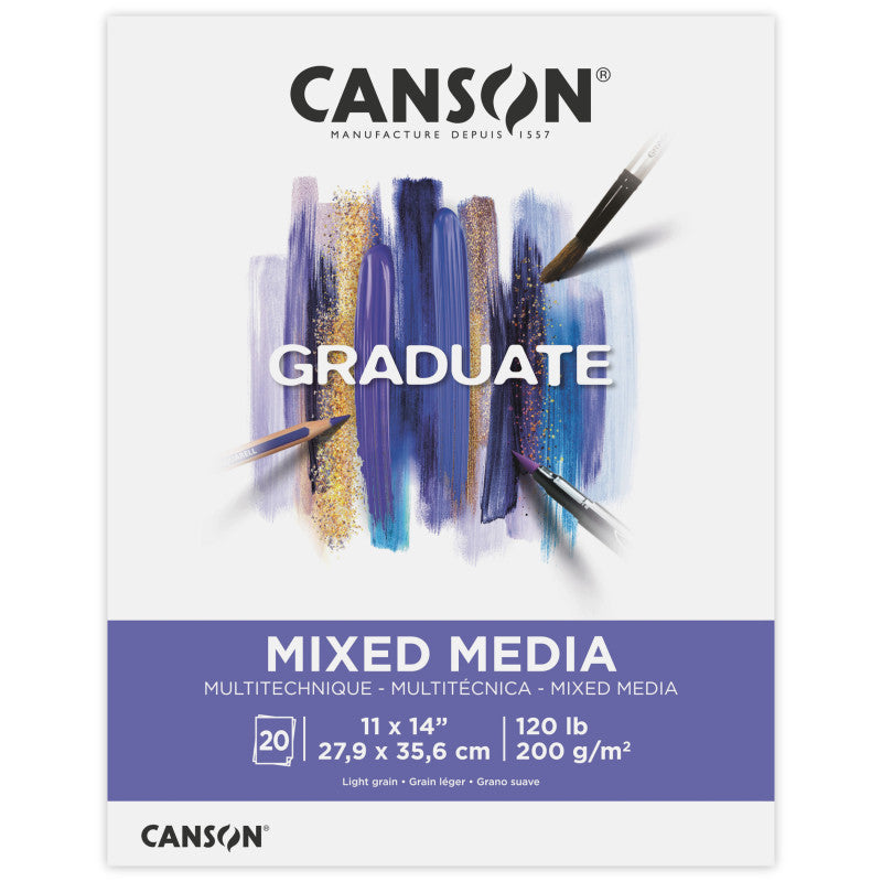 Graduate Mixed Media Pad, Foldover Binding, 20 Sheet, 11x14 inch, 1 Count