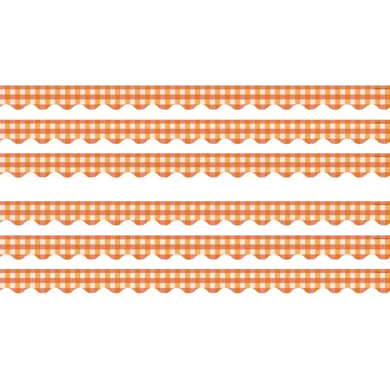Orange Gingham Scalloped Border Trim, 35 Feet Per Pack, 6 Packs