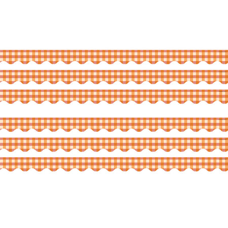 Orange Gingham Scalloped Border Trim, 35 Feet Per Pack, 6 Packs