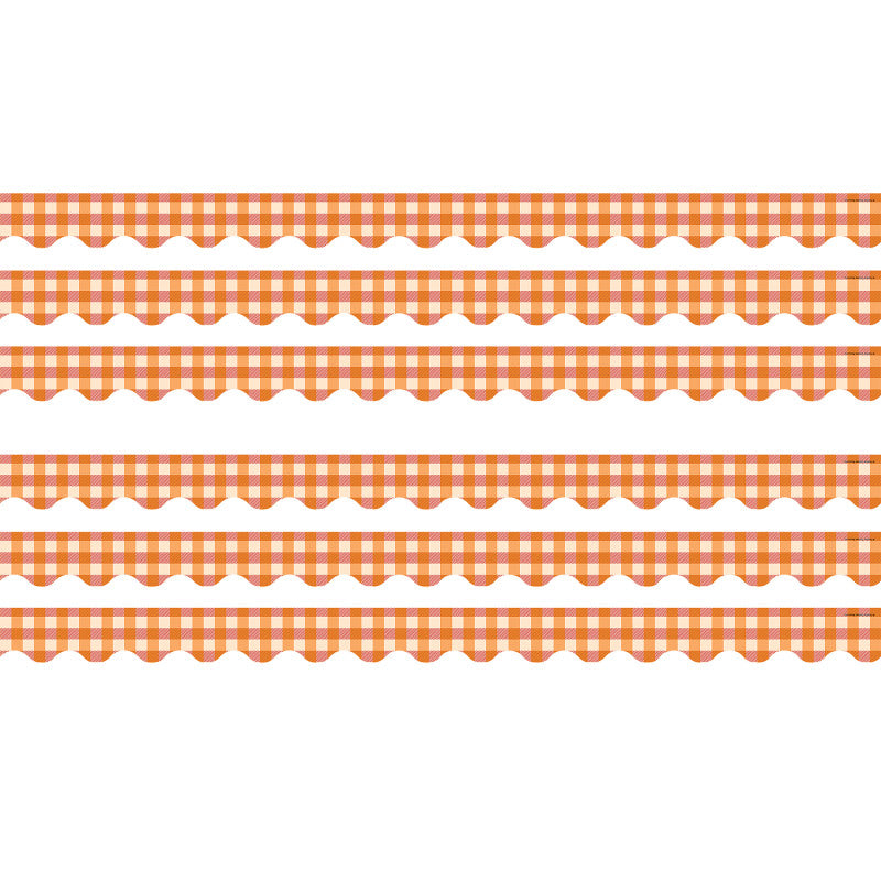 Orange Gingham Scalloped Border Trim, 35 Feet Per Pack, 6 Packs