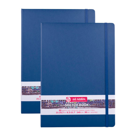 Sketchbook, 80 Sheets, 90lbs, Navy Blue Cover, 8.3" x 11.7" (A4), Pack of 2