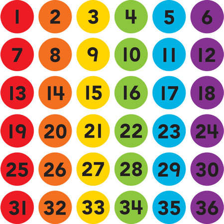 Spot On&reg; Numbers 1&ndash;36 Carpet Markers, 4"