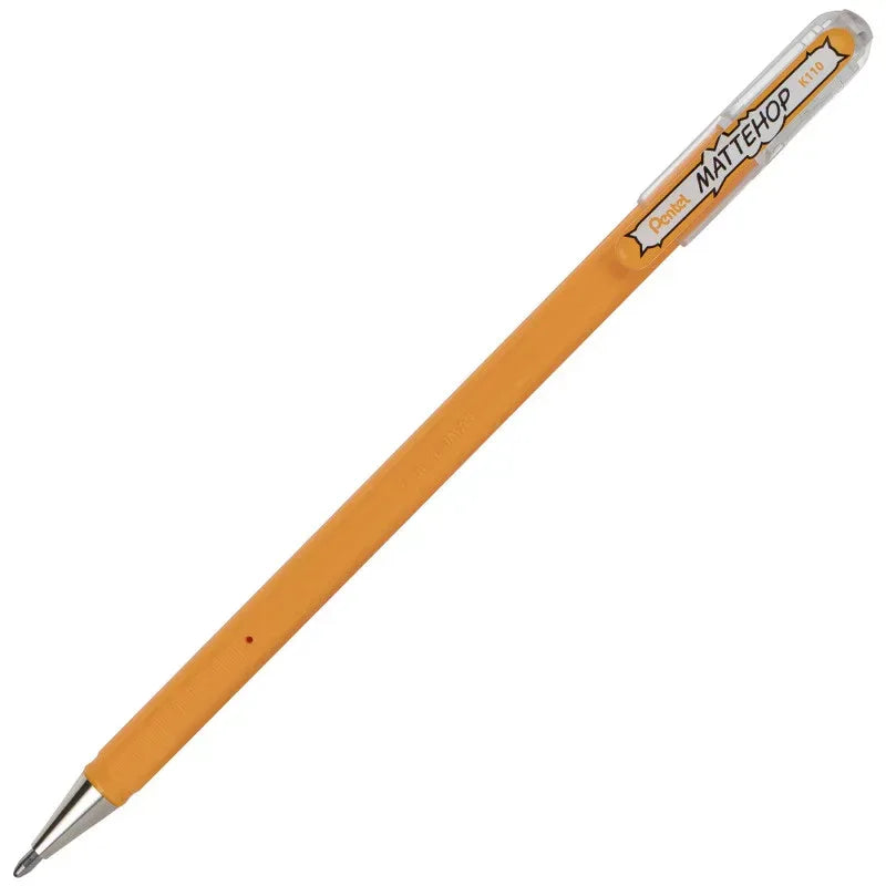 Hybrid MATTEHOP Gel Roller, 1.0mm, Matte Yellow Orange Ink, Pack of 12