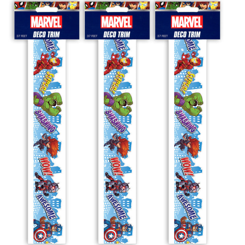 Marvel&trade; Super Hero Adventure City Scape Deco Trim&reg; Extra Wide Die Cut, 37 Feet Per Pack, 3 Packs