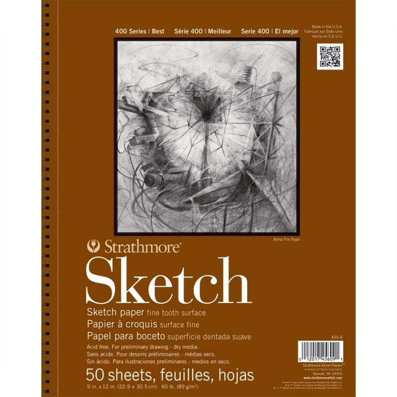 400 Series Sketch Paper Pad, Side Wire Binding, 50 Sheet, 9x12 inch, 1 Count