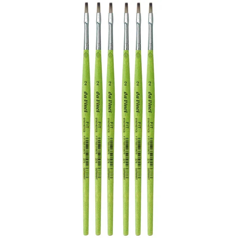 FIT Synthetics Student Brush, Synthetic, Acrylic & Tempera, Flat, Series 374, Size 2, Pack of 6