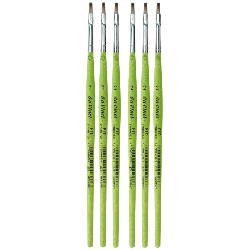 FIT Synthetics Student Brush, Synthetic, Acrylic & Tempera, Flat, Series 374, Size 2, Pack of 6