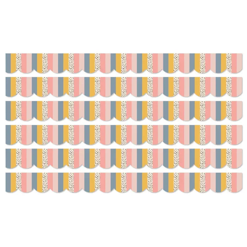 We Belong Stripes Scalloped Borders Per Pack, 39 Feet Per Pack, 6 Packs