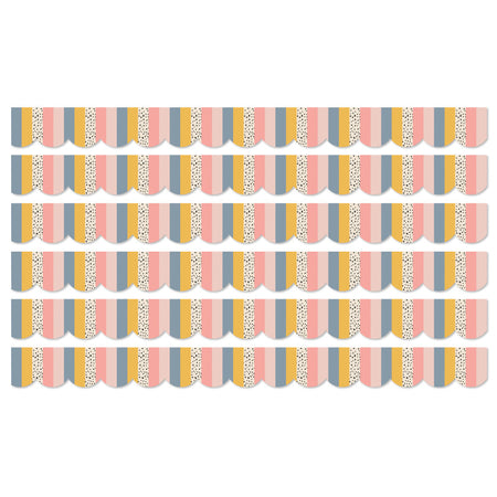 We Belong Stripes Scalloped Borders Per Pack, 39 Feet Per Pack, 6 Packs