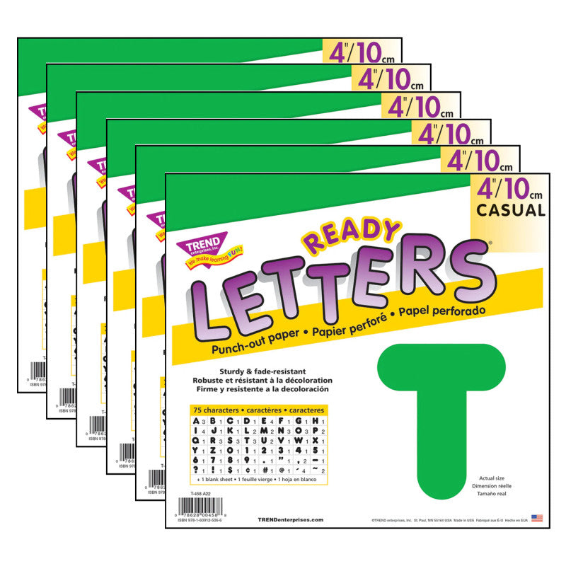 Green 4" Casual Uppercase Ready Letters&reg;, 6 Packs
