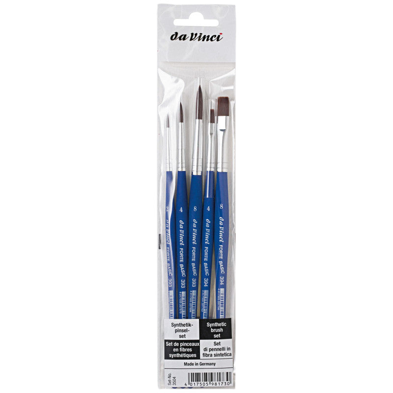 FORTE Basic Student Brush, Synthetic, Acrylic, Assorted, 5 Brush Set