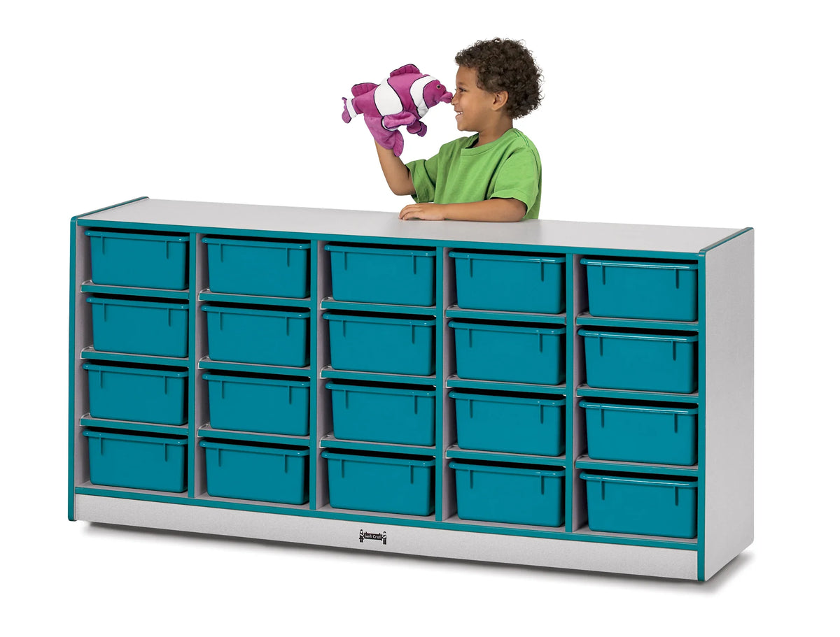 Rainbow Accents® 20 Tub Mobile Storage - with Tubs - Teal