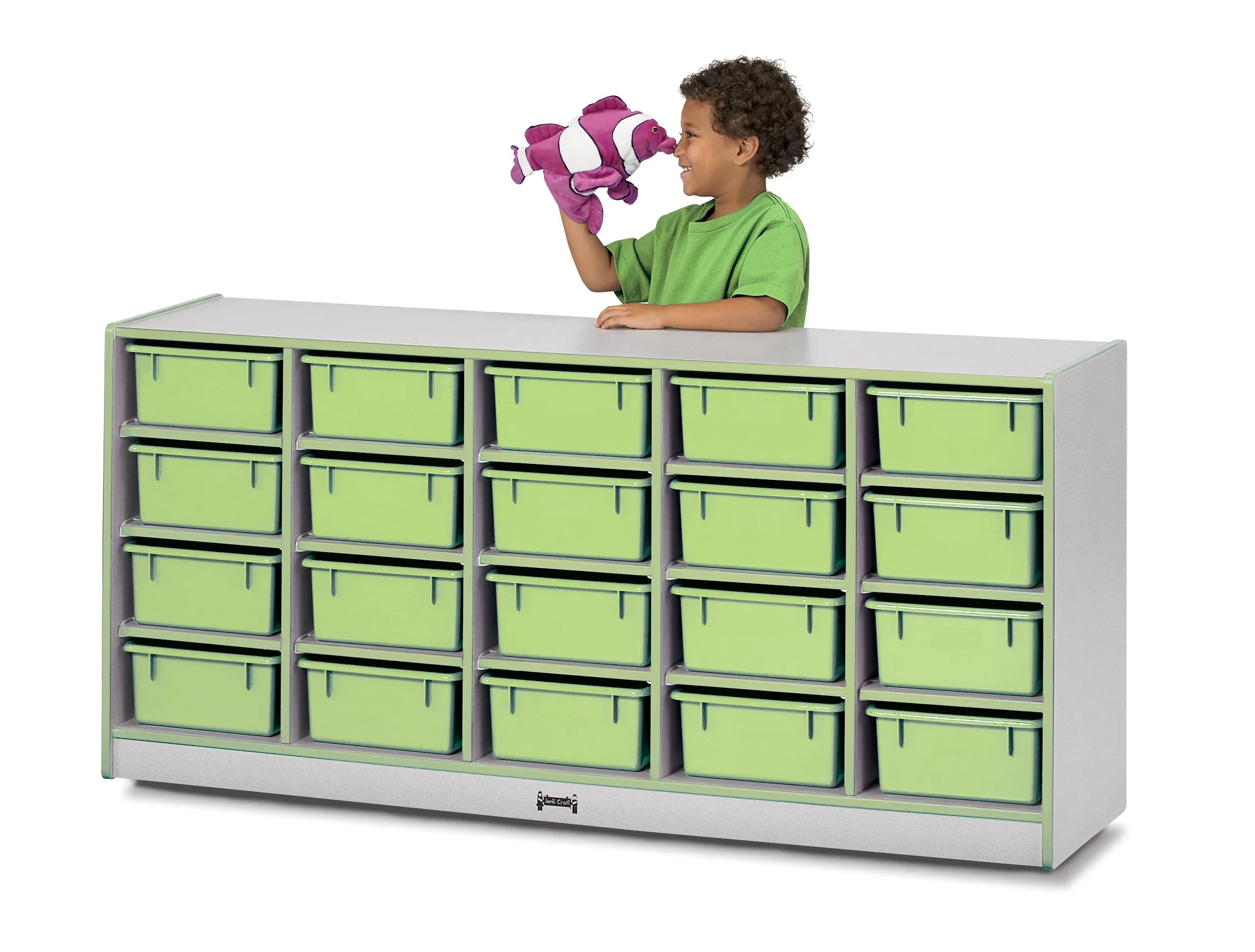 Rainbow Accents® 20 Tub Mobile Storage - with Tubs - Key Lime Green