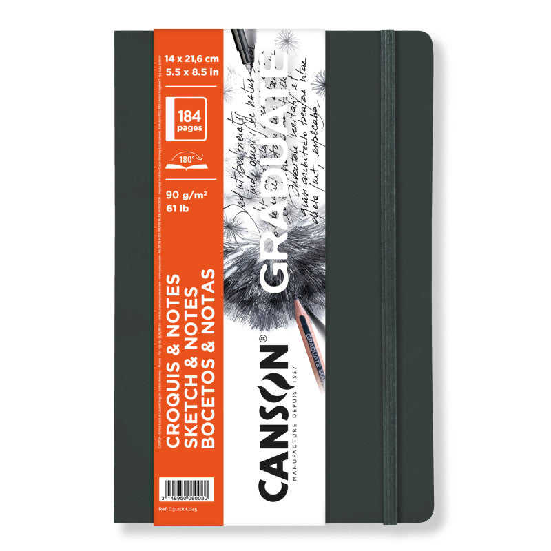 Graduate Sketch & Notes Art Book, Dark Gray, Soft Cover Binding, 92 Sheet, 5.5x8.5 inch, 1 Count