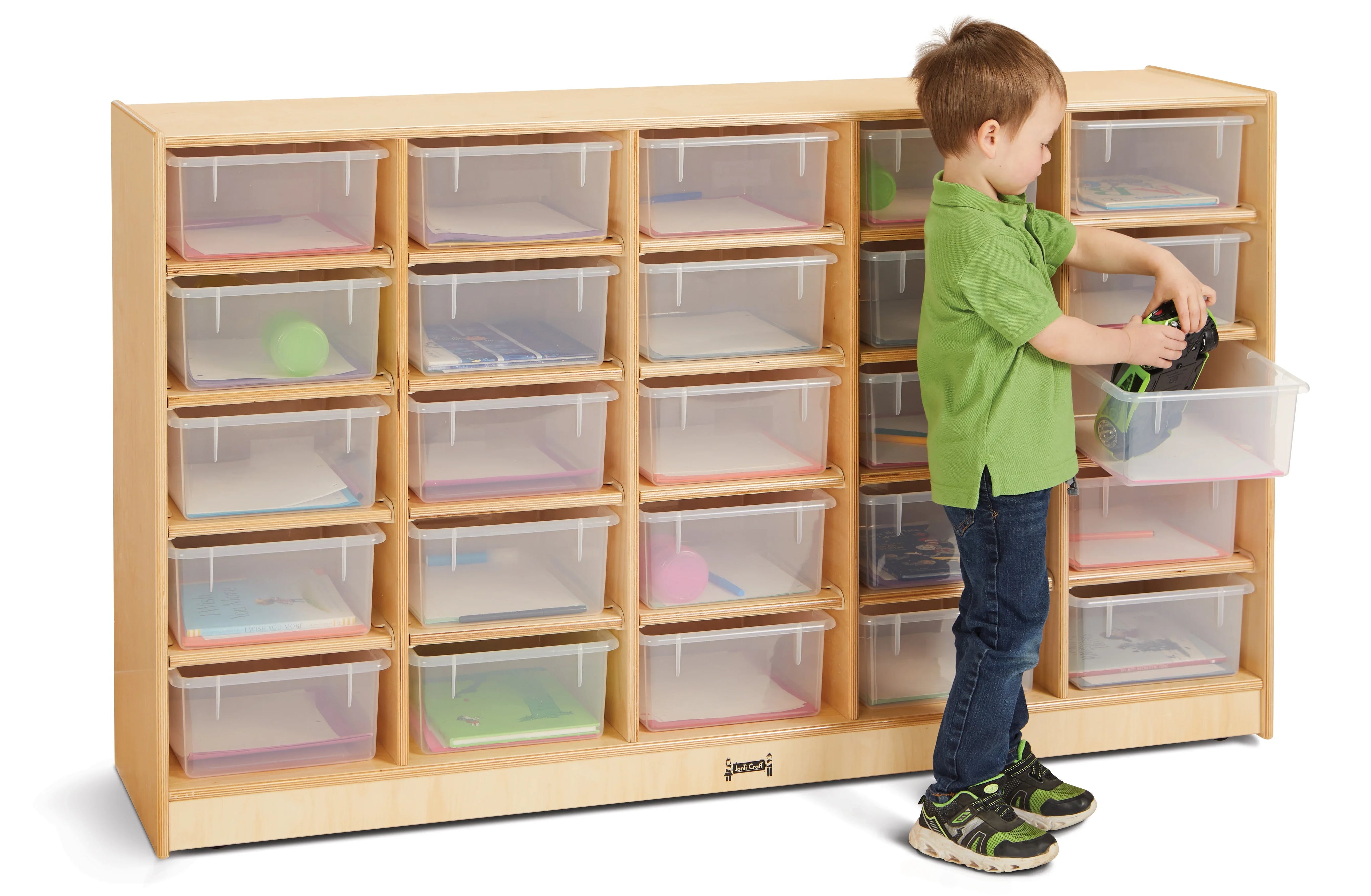 Jonti-Craft® 25 Tub Mobile Storage - with Clear Tubs - Magnetic Write-n-Wipe Back
