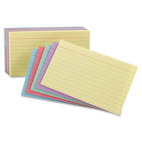 Ruled Index Cards, 4" x 6", Assorted Colors, 100/Pack