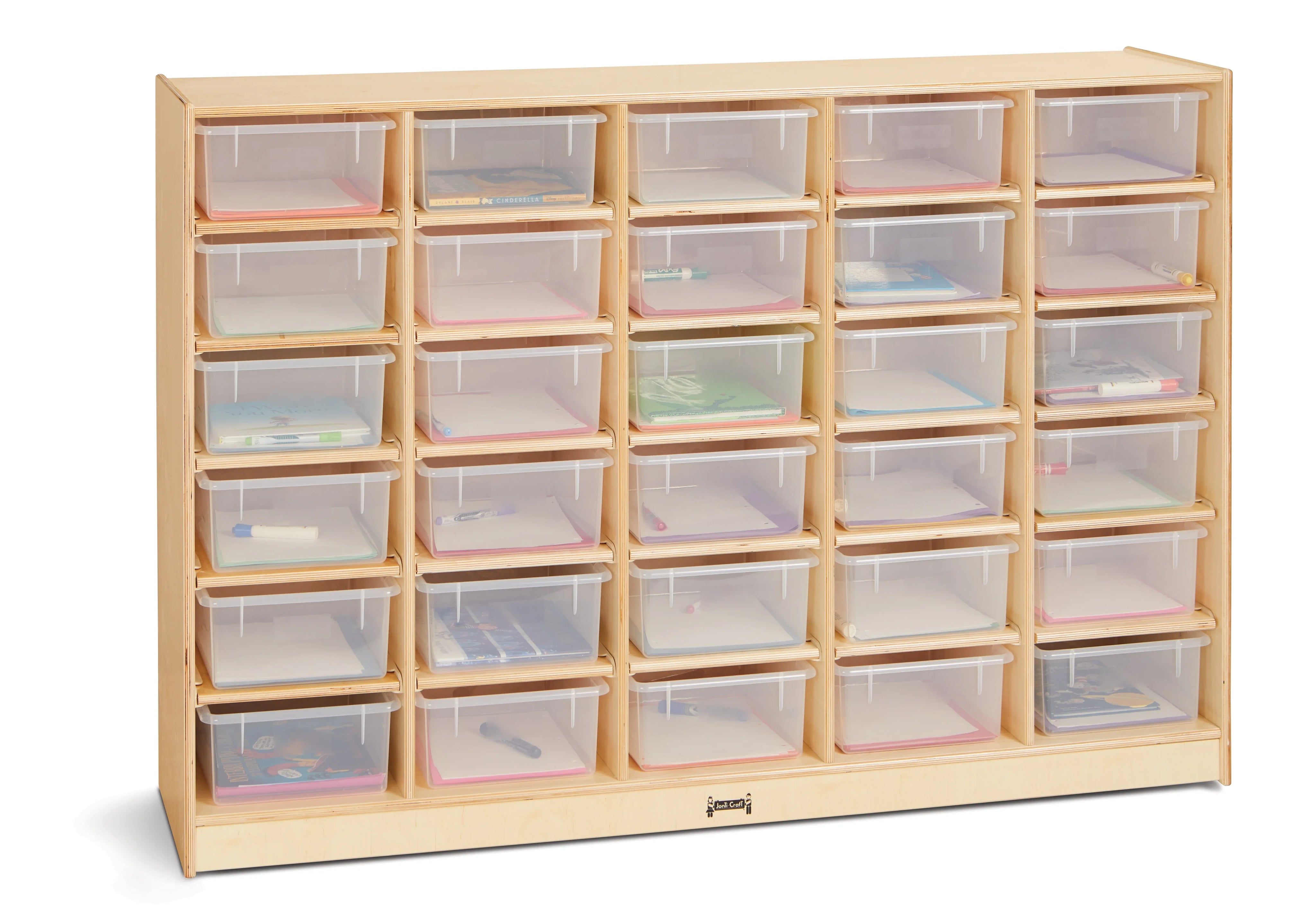 Jonti-Craft® 30 Tub Mobile Storage - with Clear Tubs - Plywood Back