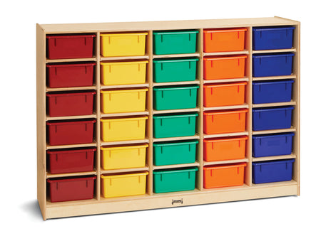 Jonti-Craft® 30 Tub Mobile Storage - with Colored Tubs - Plywood Back