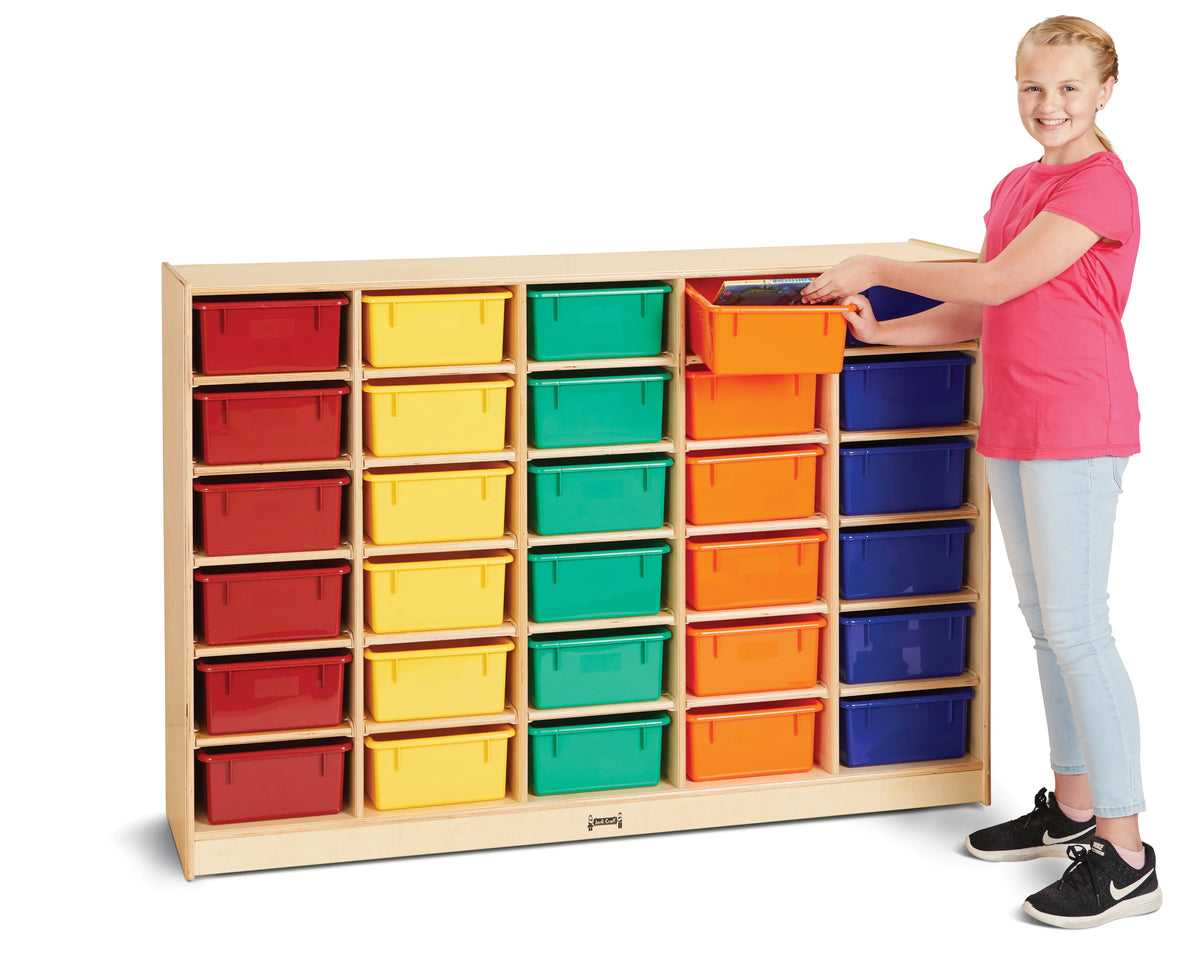 Jonti-Craft® 30 Tub Mobile Storage - with Colored Tubs - Plywood Back