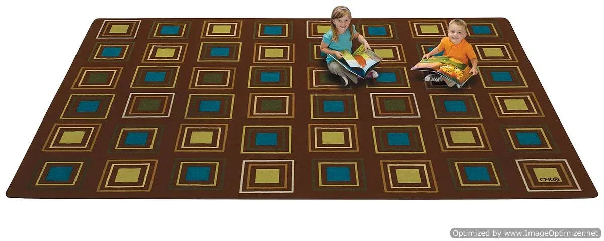 Kids Literacy Squares Nature Carpet 8' x 12' (without Letters)