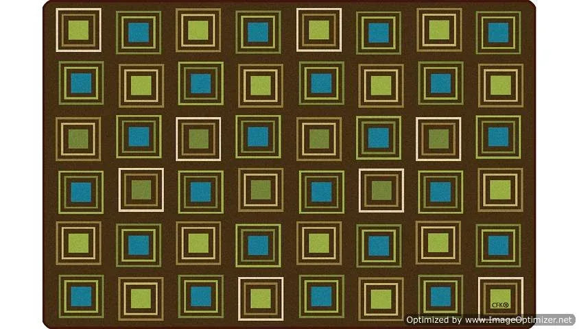 Kids Literacy Squares Nature Carpet 8' x 12' (without Letters)