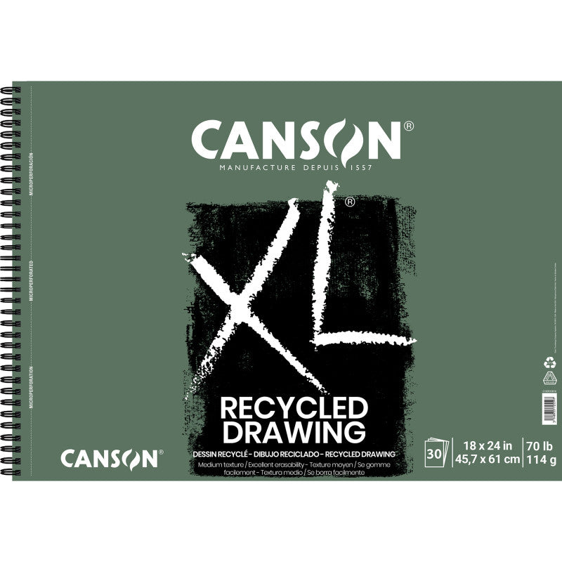XL Series Drawing Pad, Recycled, Side Wire Binding, 30 Sheet, 18x24 inch, 1 Count