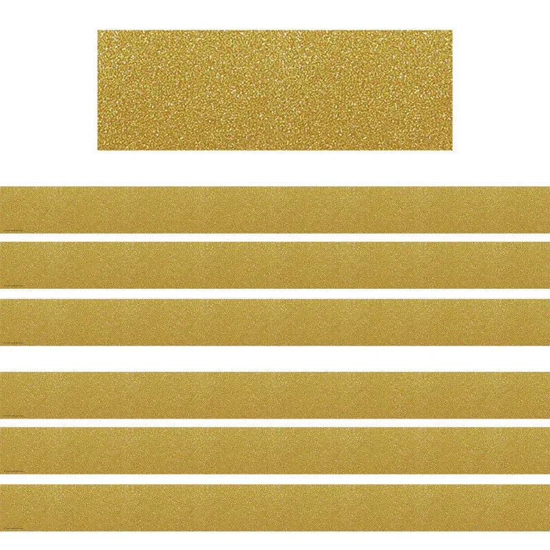 Confetti Gold Straight Border Trim, 35 Feet Per Pack, 6 Packs