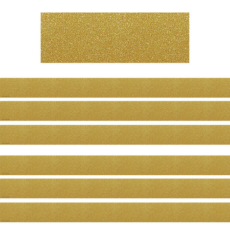 Confetti Gold Straight Border Trim, 35 Feet Per Pack, 6 Packs