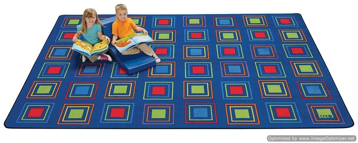 Kids Literacy Squares Primary Carpet 4' x 6' (without Letters)