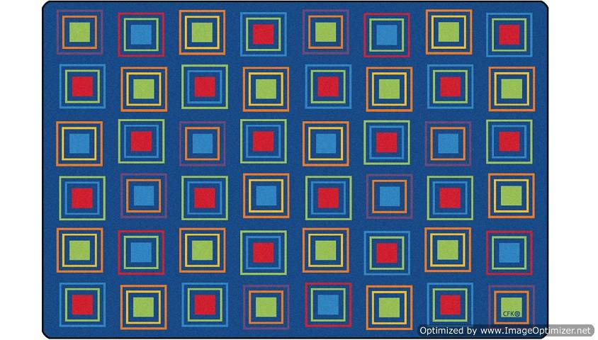 Kids Literacy Squares Primary Carpet 4' x 6' (without Letters)