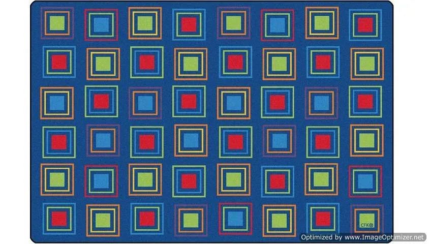 Kids Literacy Squares Primary Carpet 6' x 9' (without Letters)