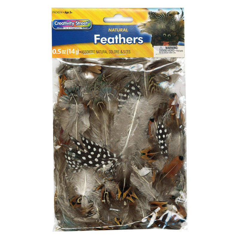 Natural Feathers, Natural Assorted Colors, Assorted Sizes, 1/2 oz.