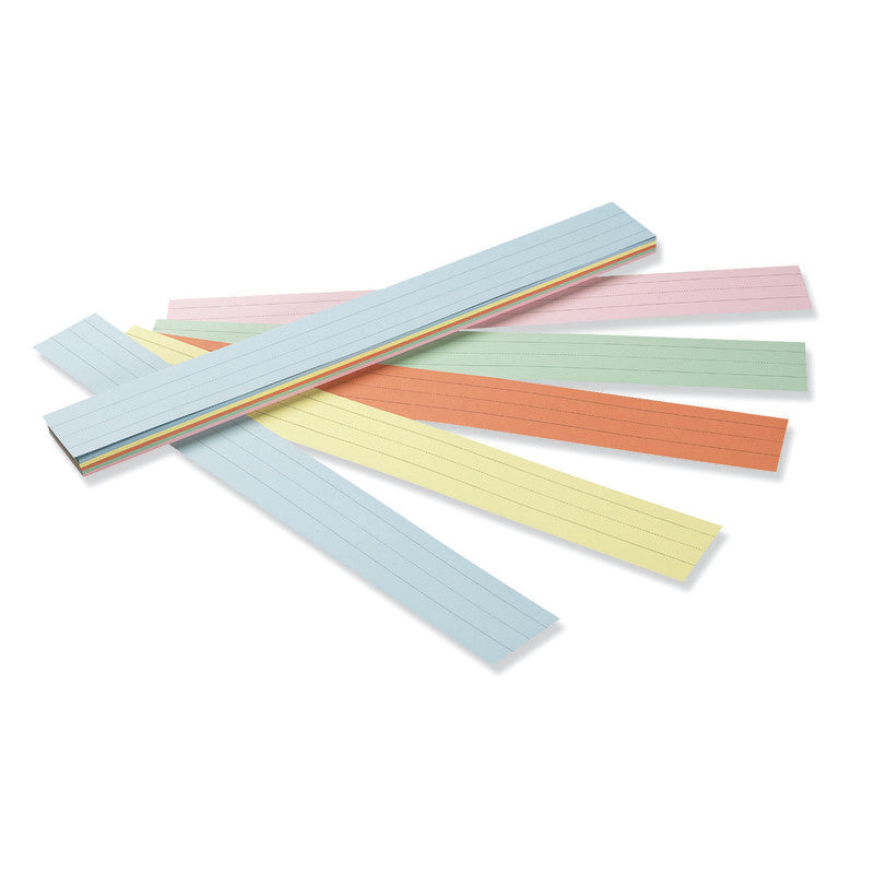 Sentence Strips, 5 Assorted Colors, 1-1/2" Ruled, 3" x 24", 100 Strips