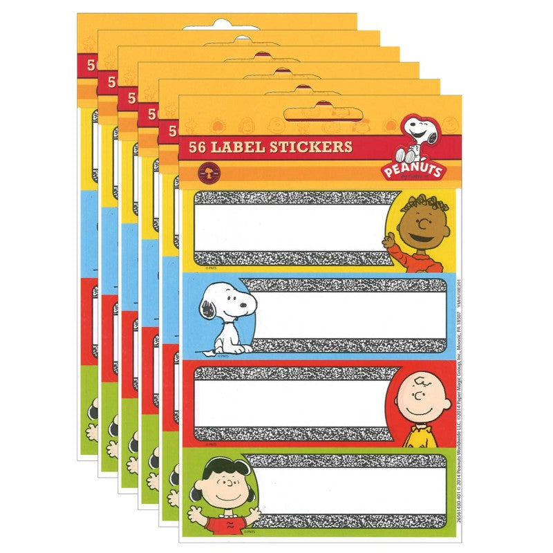 Peanuts&reg; Composition Label Stickers, 56 Per Pack, 6 Packs