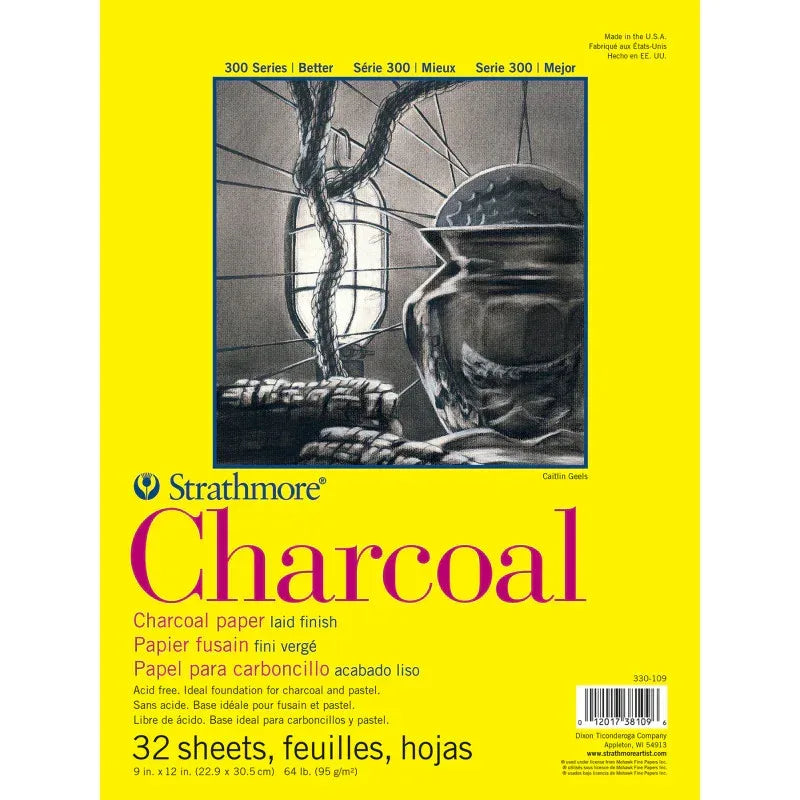 300 Series Charcoal Pad, Glue Binding, 32 Sheet, 9x12 inch, 1 Count